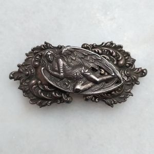 Silver tone angel hair clip barrette france